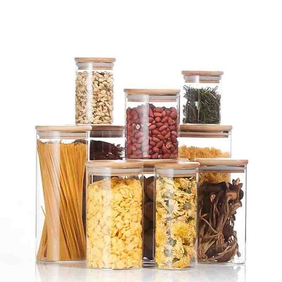 Dry Fruit High Borosilicate Glass Storage Bottles Sustainable ODM Bamboo Lid