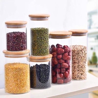 Dry Fruit High Borosilicate Glass Storage Bottles Sustainable ODM Bamboo Lid